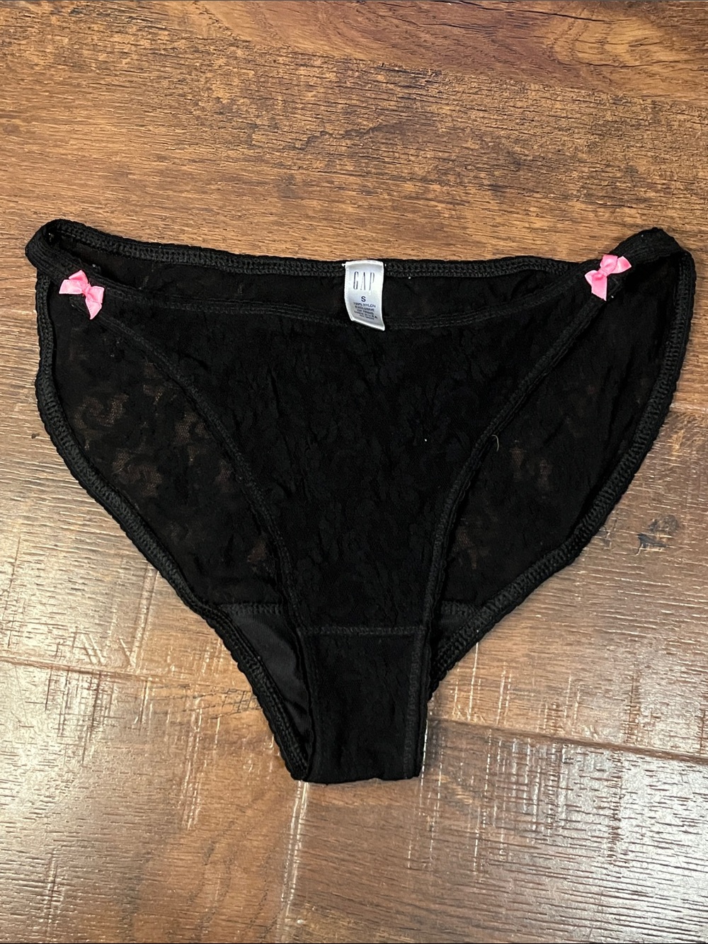 GAP Black Lace Bikini Briefs with Pink Bow Details